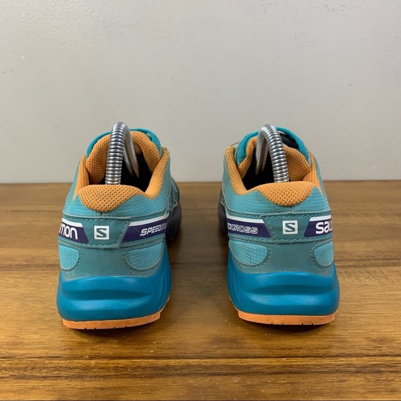 Salomon Speedcross Light Blue Orange Trail Running Shoe Size 6 - Picture 4 of 9